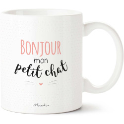 MUG BONJOUR MON P'TIT CHAT ROSE