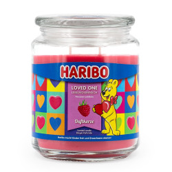 Bougie Haribo Loved One en grande jarre, parfum tendre et gourmand pour une ambiance chaleureuse et réconfortante.