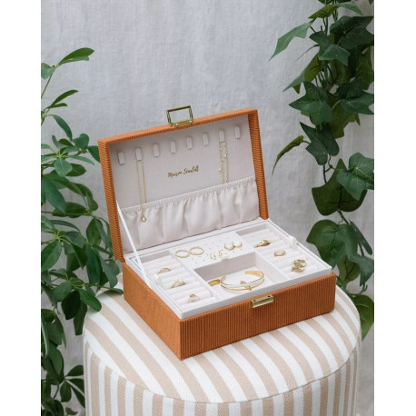 COFFRET A BIJOUX LOUISE VELOURS CAMEL
