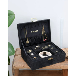 COFFRET A BIJOUX LOUISE VELOURS NOIR
