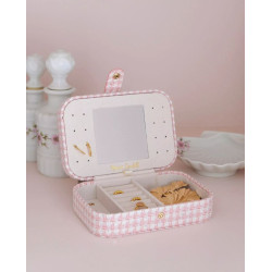 COFFRET A BIJOUX BRIGITTE PIED DE POULE ROSE