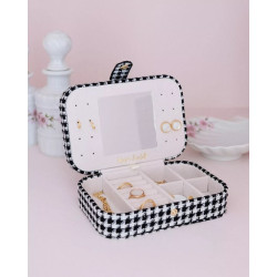 COFFRET A BIJOUX BRIGITTE PIED DE POULE NOIR