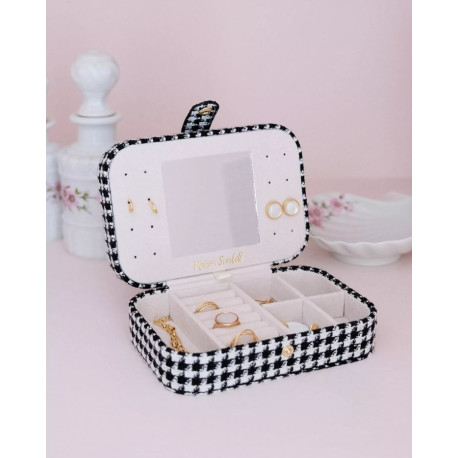 COFFRET A BIJOUX BRIGITTE PIED DE POULE NOIR