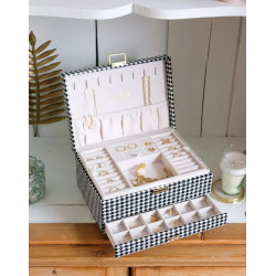 COFFRET A BIJOUX DENISE PIED DE POULE NOIRE