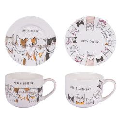 COFFRET de 2 DEJEUNERS+ASSIETTE LE CHAT