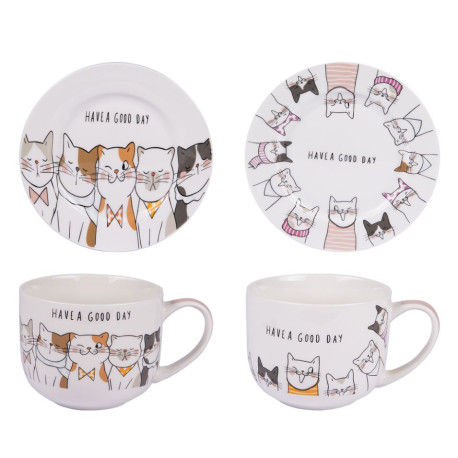 COFFRET de 2 DEJEUNERS+ASSIETTE LE CHAT
