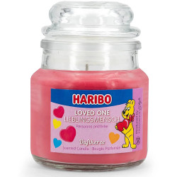 Bougie Haribo Loved One en petite jarre, parfum tendre et gourmand pour une ambiance chaleureuse et réconfortante.
