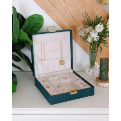 COFFRET A BIJOUX ANNE VELOURS VERT