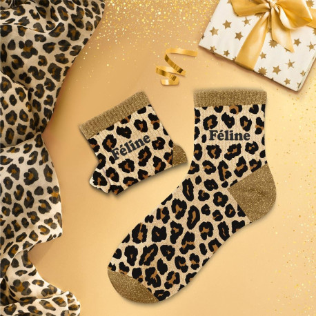 CHAUSSETTES PAILLETTES LEOPARD FELINE
