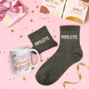 COFFRET MUG+CHAUSSETTES PAILLETTES PIPELETTE