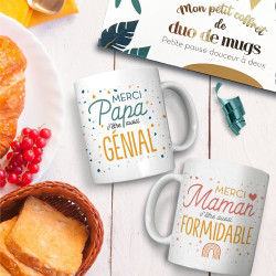 COFFRET DE MUGS MAMAN PAPA GENIAL