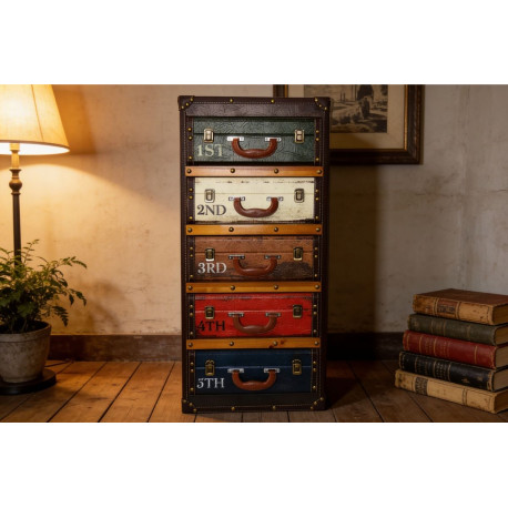 MEUBLE VALISE 5 TIROIRS