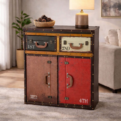 MEUBLE VALISE 2 TIROIRS & 2 PORTES