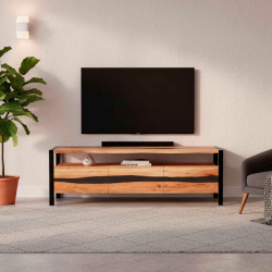 MEUBLE TÉLÉ 3 TIROIRS ACACIA
