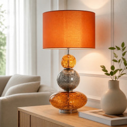 VOLCANIQUE lampe à poser verre Orange 66cm E27