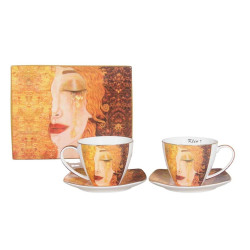 COFFRET de 2 TASSES LARMES D'OR KLIMT
