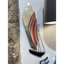 VOILIER DOUBLE VOILES ROSE/BLEU