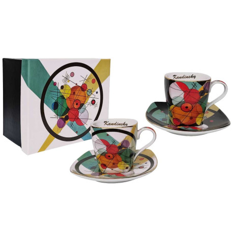 ENSEMBLE de 2 TASSES + SOUS TASSES KANDINSKY