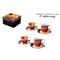 COFFRET de  4 TASSES + SS TASSES LA FEMME ARTY F. GROSLIERE