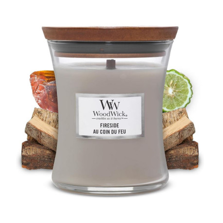 Bougie parfumée petite jarre Woodwick AU COIN DU FEU