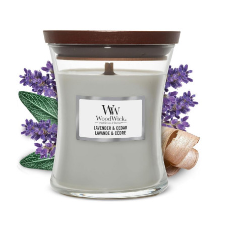 Bougie parfumée petite jarre Woodwick LAVANDE ET CEDRE