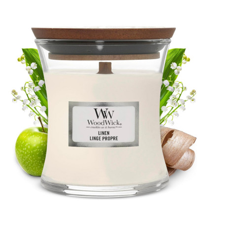 Bougie parfumée petite jarre Woodwick LINGE PROPRE