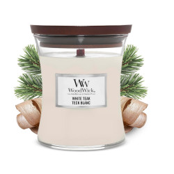 Bougie parfumée petite jarre Woodwick TEAK BLANC