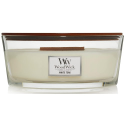 Bougie parfumée Ellipse Woodwick TEAK BLANC