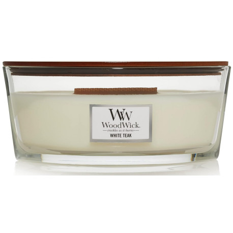 Bougie parfumée Ellipse Woodwick TEAK BLANC