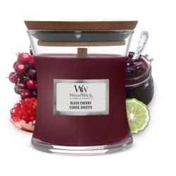 Bougie parfumée moyenne jarre Woodwick BLACK CHERRY