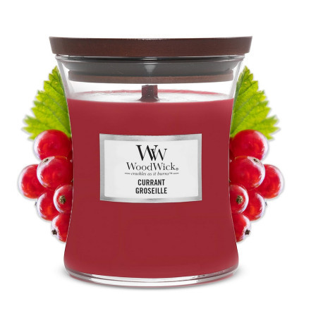 Bougie parfumée moyenne jarre Woodwick GROSEILLE