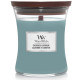 Bougie parfumée petite jarre Woodwick CACHEMIRE ET CONIFERE