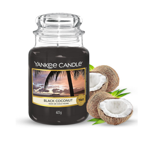  Bougie parfumée grande jarre Yankee Candle NOIX DE COCO NOIRE