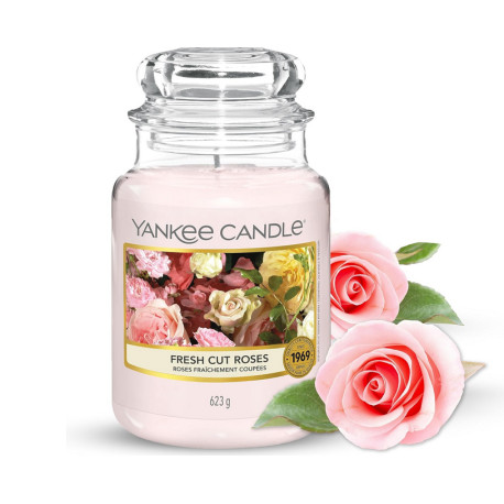 Bougie parfumée grande jarre Yankee Candle ROSES FRAICHEMENT COUPÉES