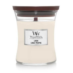 Bougie parfumée moyenne jarre Woodwick LINGE PROPRE