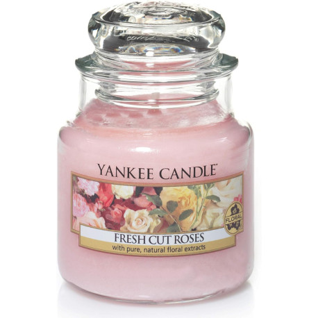 Bougie parfumée petite jarre Yankee Candle ROSES FRAICHEMENT COUPÉES