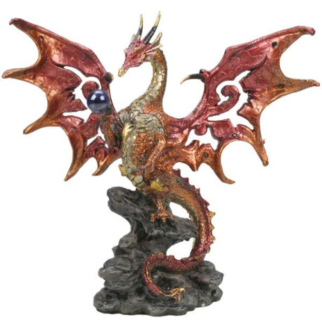 DRAGON ROUGE+BOULE H20 CM