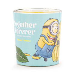 Bougie Minions Together Forever Petite Jarre, parfum gourmand et réconfortant aux notes de banane, noisette, lait, vanille et ca