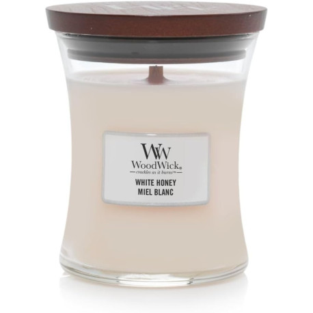 Bougie parfumée petite jarre Woodwick MIEL BLANC