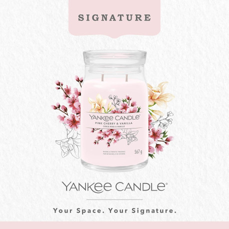 Bougie parfumée grande jarre Signature Yankee Candle CERISE ROSE ET VANILLE
