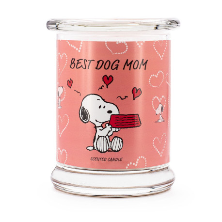 Bougie Peanuts Best Dog Mom aux notes de clémentine, pamplemousse, lime et vanille orange, pour une ambiance cosy et fruitée.