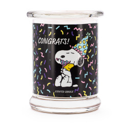 Bougie Peanuts Congrats aux notes de clémentine, pamplemousse, lime et orange-vanille, pour une ambiance chaleureuse et accueill