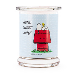 Bougie Peanuts Home Sweet Home aux notes d’ozone de pomme, orange musquée et jasmin, pour une ambiance cocooning et relaxante.