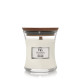 Bougie parfumée petite jarre Woodwick TEAK BLANC