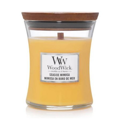 Bougie parfumée moyenne jarre Woodwick MIMOSA EN BORD DE MER 