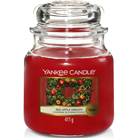 Bougie parfumée moyenne jarre Yankee Candle COURONNE DE POMMES ROUGES