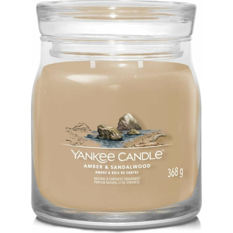 Bougie parfumée moyenne jarre Signature Yankee Candle AMBRE ET BOIS DE SANTAL