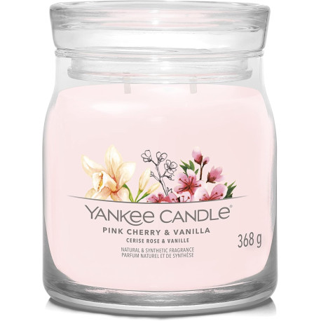 Bougie parfumée moyenne jarre Signature Yankee Candle CERISE ROSE ET VANILLE